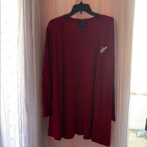 Dana Buchman Red Long Cardigan